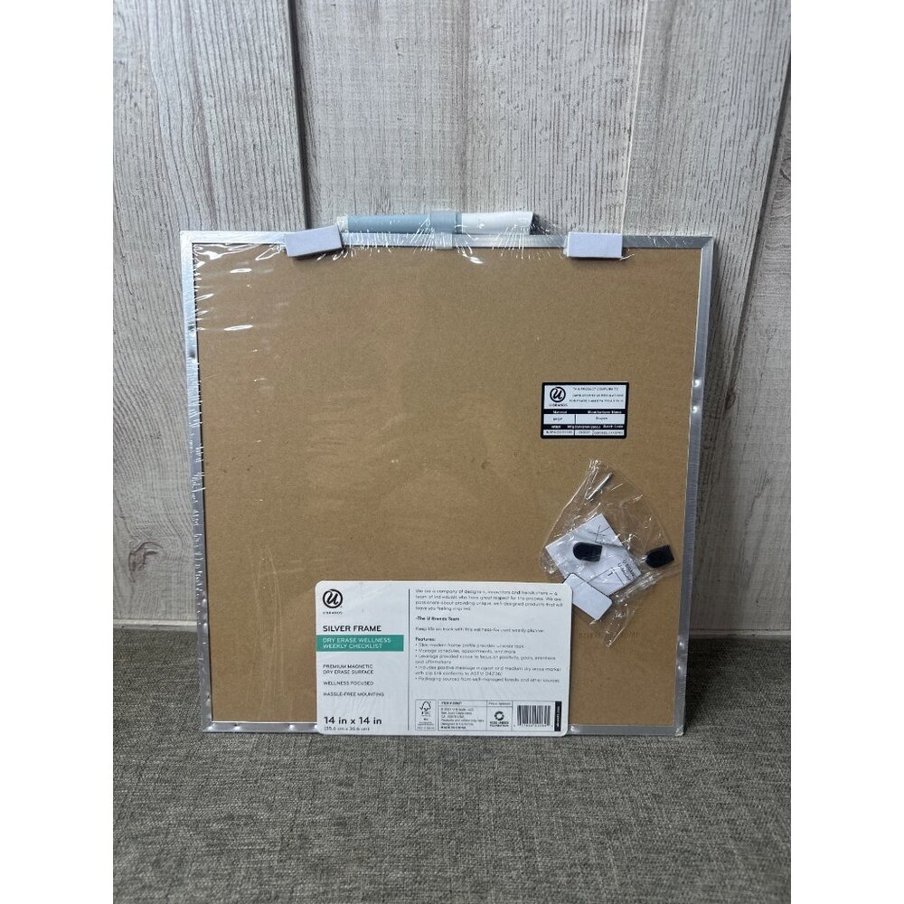 U Brands 14" x 14" Silver Frame Dry Erase Wellness Checklist Magnetic Board - Picture 4 of 6